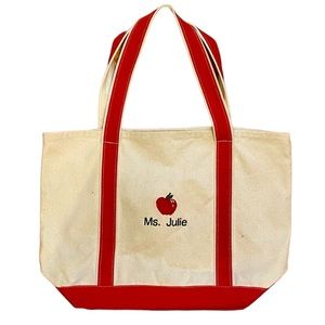 🍎 MS. JULIE large canvas teacher tote bag